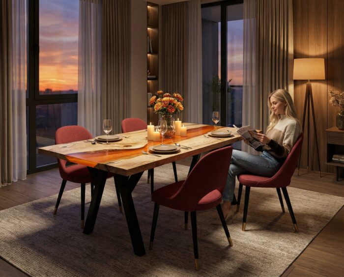 Epoksiidist laud toolidega