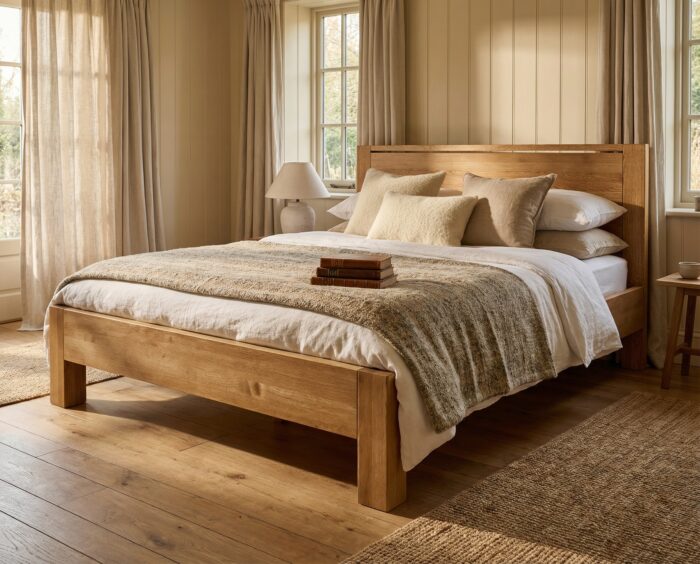 Puidust voodi peatsiga