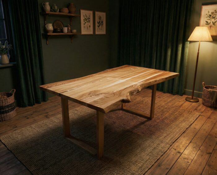 Täispuidust söögilaud toolidetta